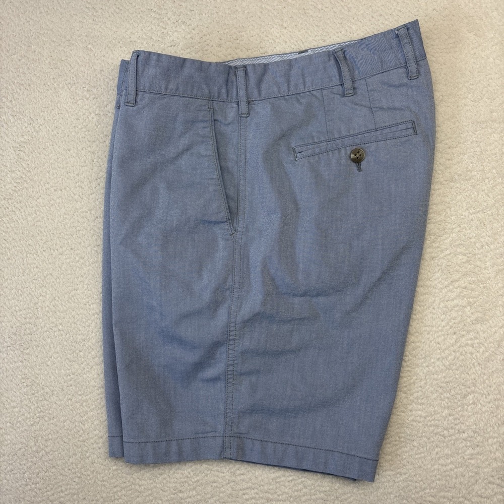 PETER MILLAR Crown Comfort Chino Shorts Mens 33 Light Blue 8" Stretch Twill Golf